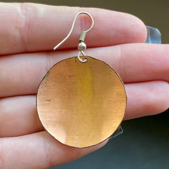 Vintage Broze and Black Disc Earrings - Picture 3 of 3